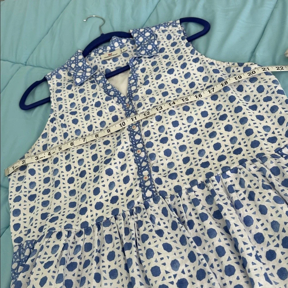 Vineyard Vines painted blue and white rattan print dress size 16 EUC msrp $98 - Picture 10 of 11